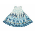 Blue Ladies Hawaiian Tropical Print Hula Skirt